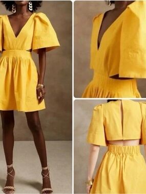 Banana Republic Bright Yellow V-Neck Mini Dress